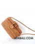 Ata mini coin bag with rattan strap